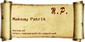 Maksay Patrik névjegykártya