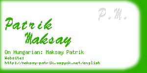 patrik maksay business card